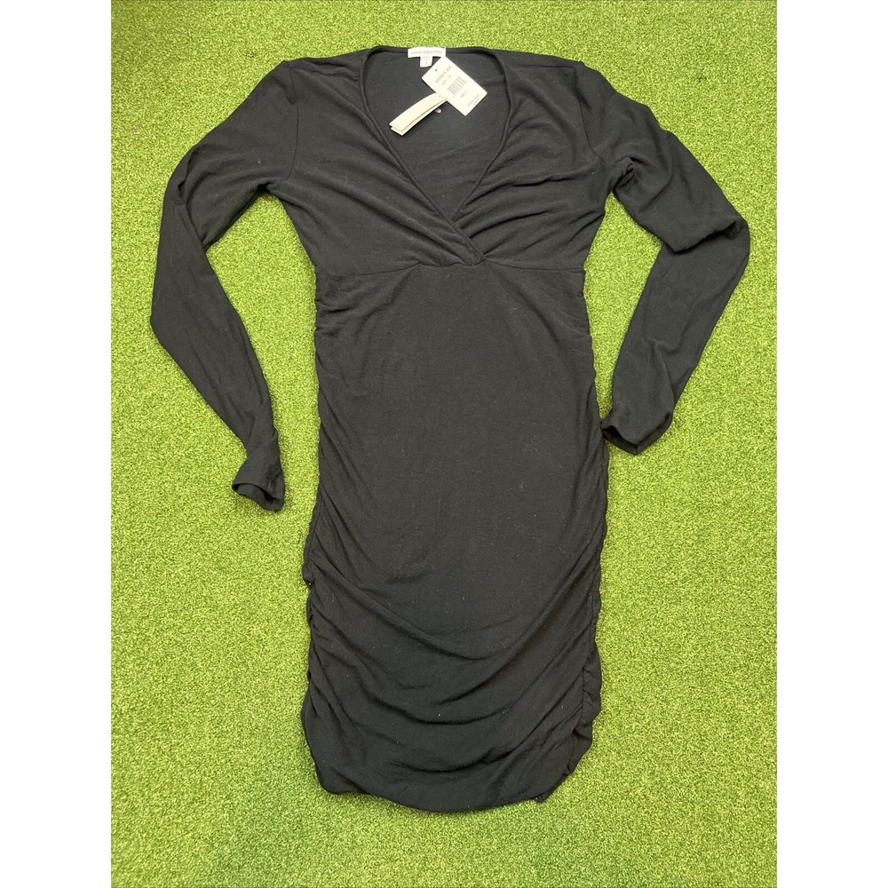 James Perse V-Neck Long Sleeve Dress Black Size 3 M NWT
